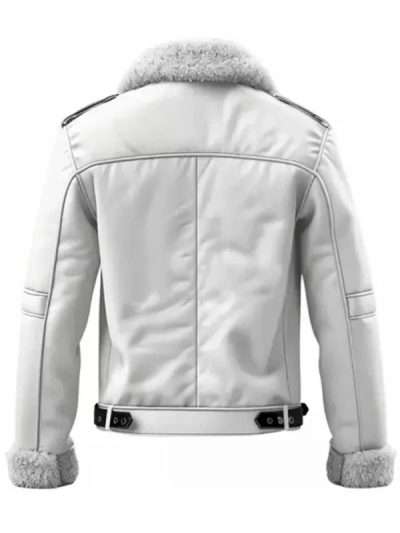 White Bomber Shearling Jacket