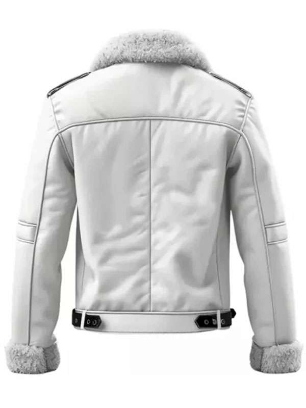 White Bomber Shearling Jacket