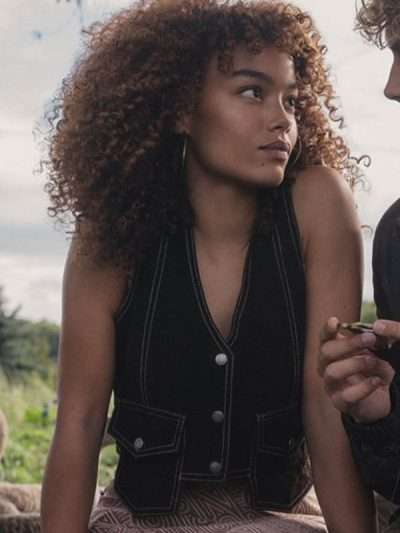 Whitney Peak Sunrise on the Reaping Black Suede Leather Vest