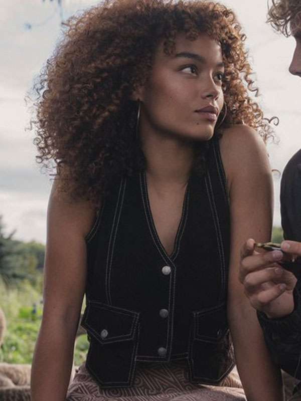 Whitney Peak Sunrise on the Reaping Black Suede Leather Vest