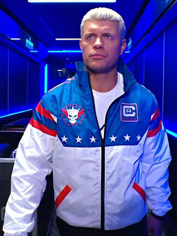 Cody Rhodes Stars and Stripes Windbreaker White Jacket
