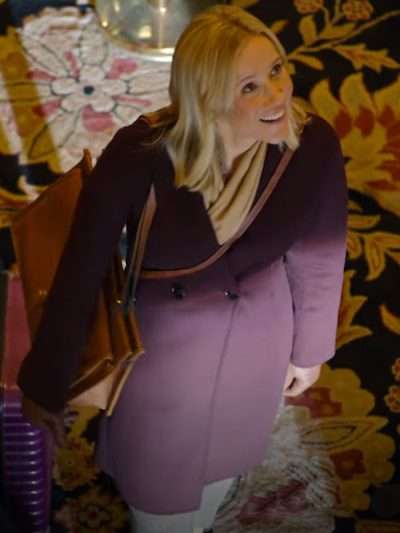 A Suite Holiday Romance Jessy Schram Maroon Wool Coat