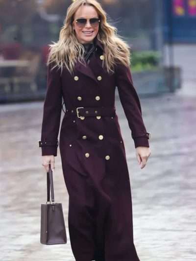 Amanda Holden Heart Radio 2025 Burgundy Wool Coat