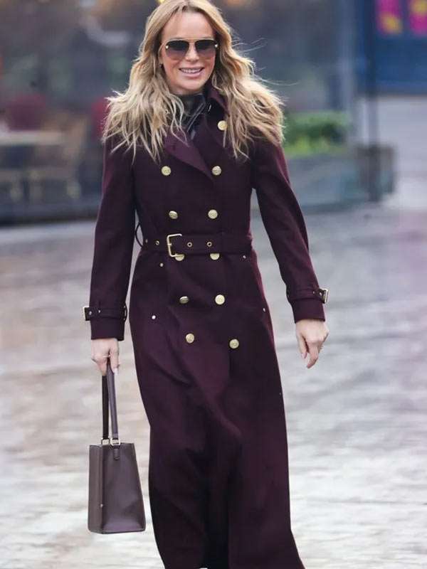 Amanda Holden Heart Radio 2025 Burgundy Wool Coat