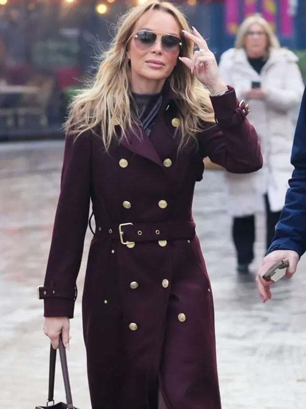 Amanda Holden Burgundy Wool Coat