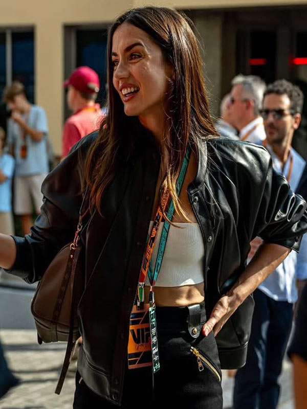 Ana de Armas Formula 1 Grand Prix Black Leather Jacket