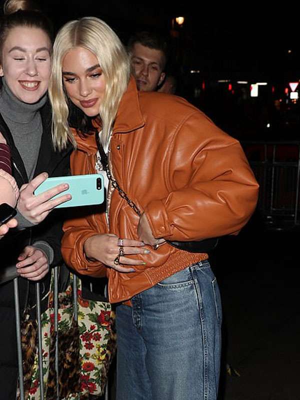 BBC Radio 1 Dua Lipa Brown Leather Jacket