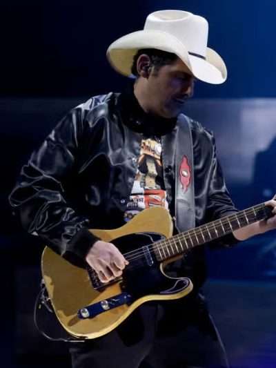Brad Paisley A Grand Ole Opry Christmas 2025 Black Satin Bomber Jacket