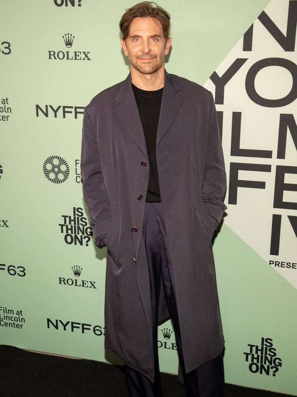 Shop NYFF63 Bradley Cooper Grey Trench Coat