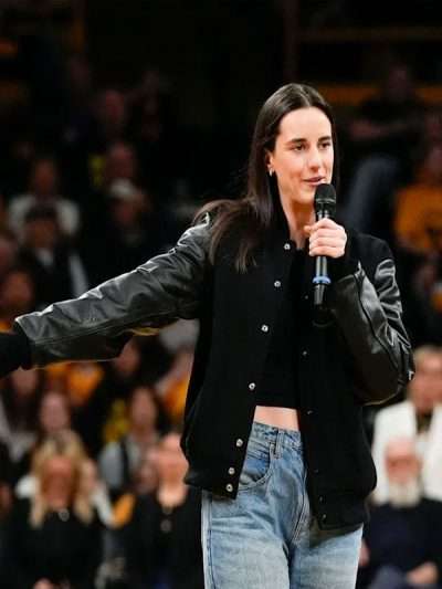 Caitlin Clark 2025 Indiana Fever All-Stars Black Varsity Bomber Jacket