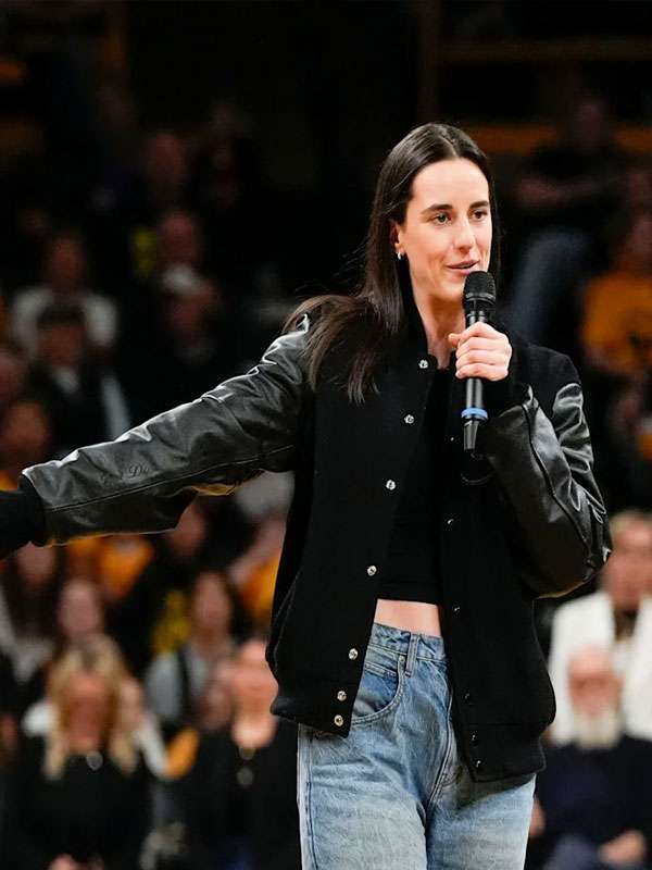 Caitlin Clark 2025 Indiana Fever All-Stars Black Varsity Bomber Jacket