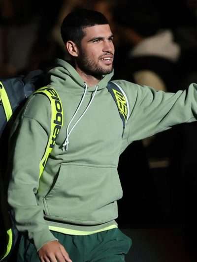 Carlos Alcaraz A Racquet At The Rock Green Hoodie
