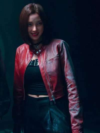 Kang Han-na Cashero Red Leather Jacket