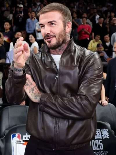 David Beckham Brown Leather Jacket