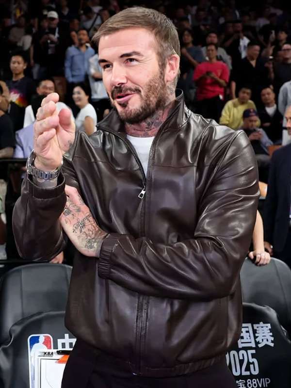 David Beckham Brown Leather Jacket