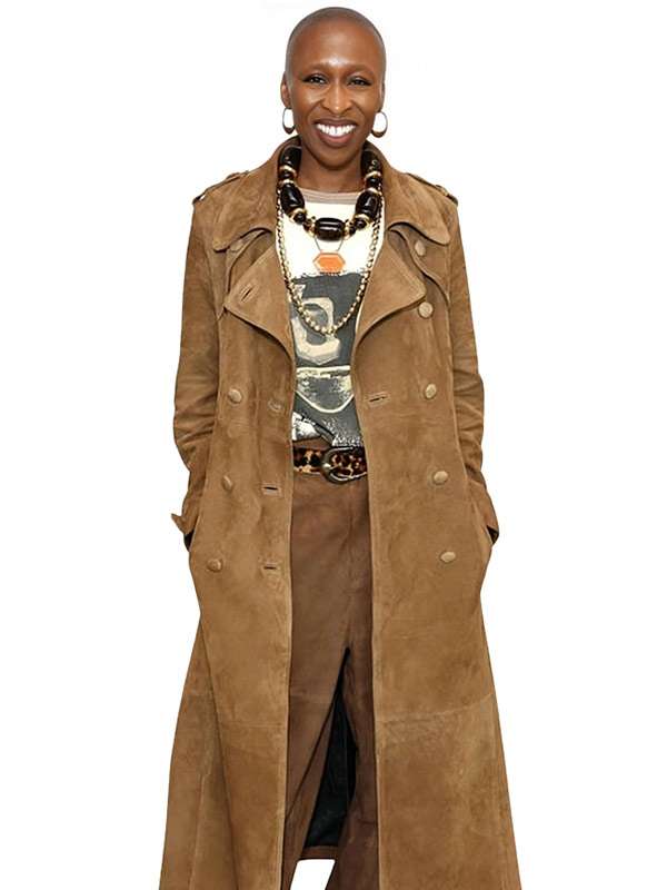 The Today Show 2025 Cynthia Erivo Brown Suede Leather Coat
