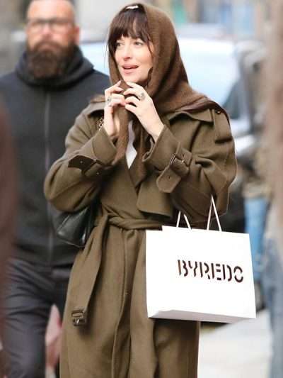 Dakota Johnson Brown Wool Trench Coat