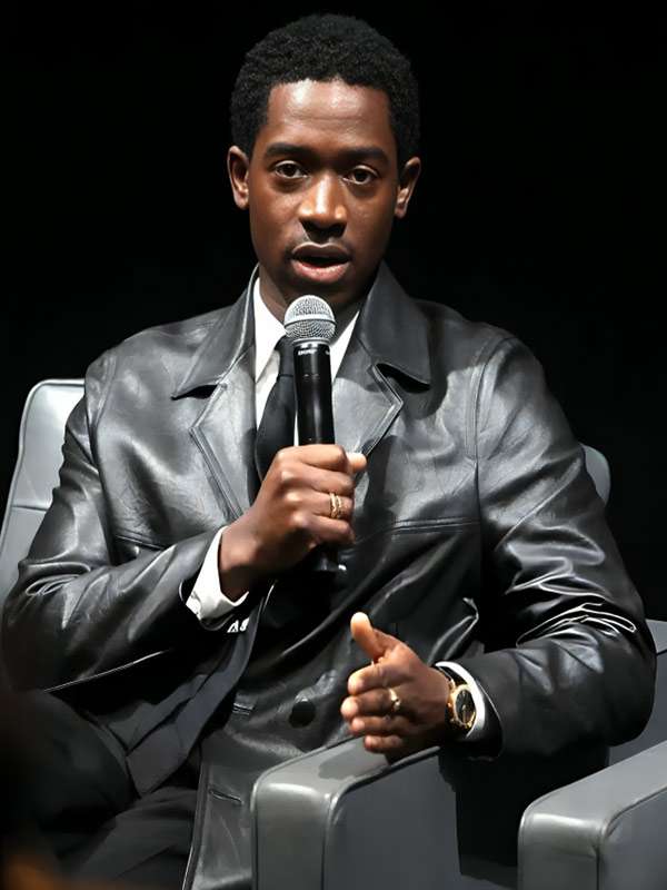 Damson Idris 2025 Black Leather Blazer