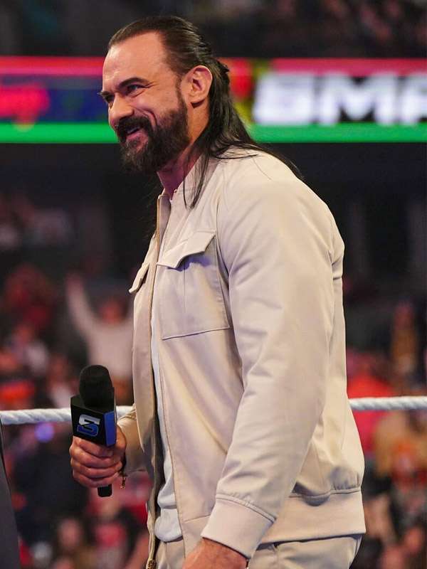 2025 WWE SmackDown Drew McIntyre Beige Bomber Jacket