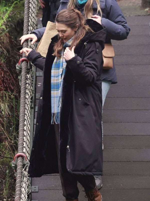 Eternity Elizabeth Olsen Black Hooded Coat