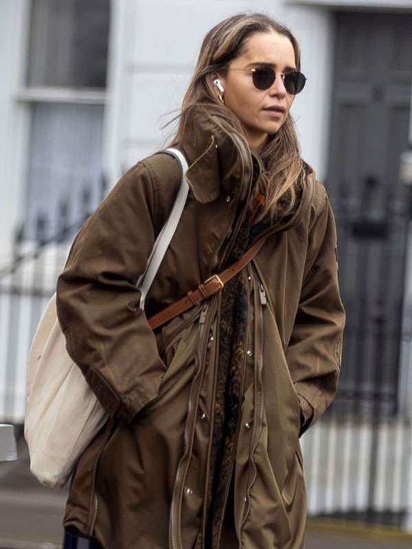 Emilia Clarke 2025 Shearling Cotton Jacket
