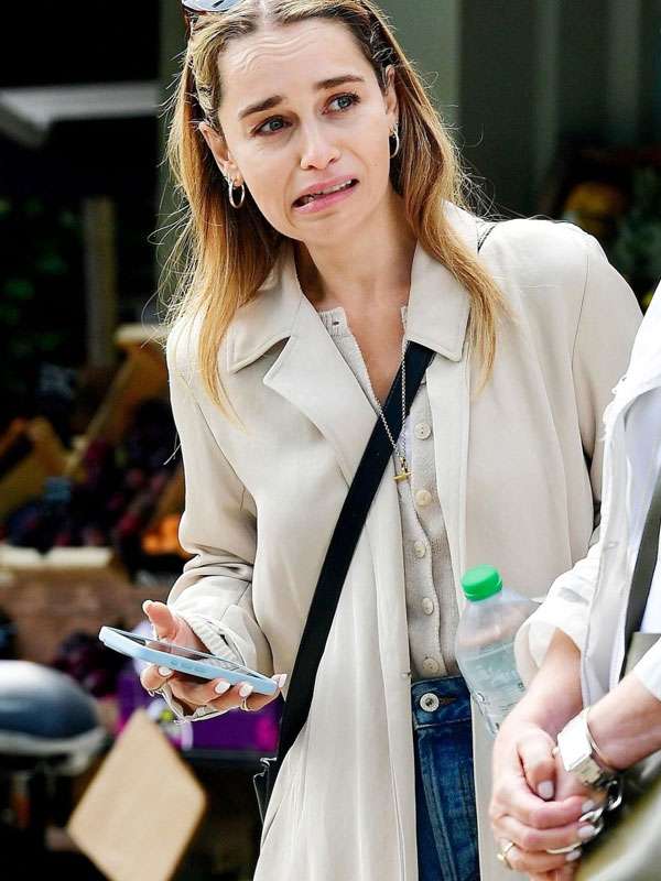 Emilia Clarke 2024 Off White Trench Coat