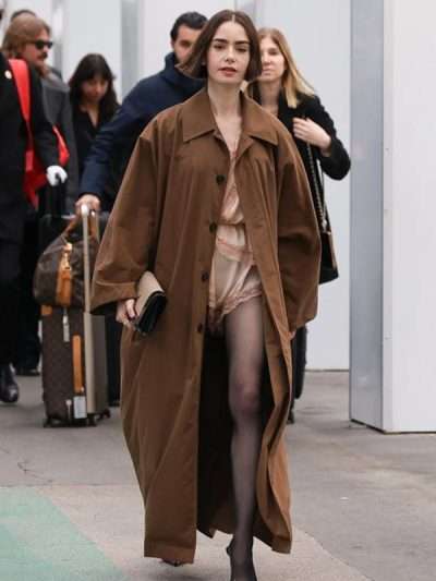 Emily in Paris S05 Lily Collins Brown Coat