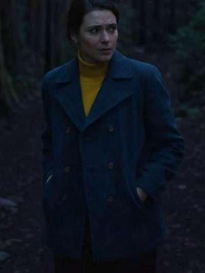 Eternity 2025 Elizabeth Olsen Blue Wool Coat