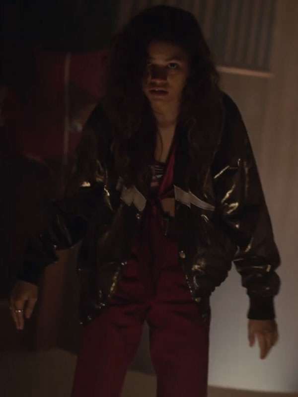 Euphoria Zendaya Black Bomber Jacket