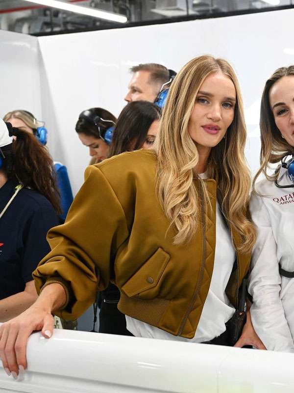 F1 Qatar Grand Prix Rosie Huntington Whiteley Gold Bomber Jacket