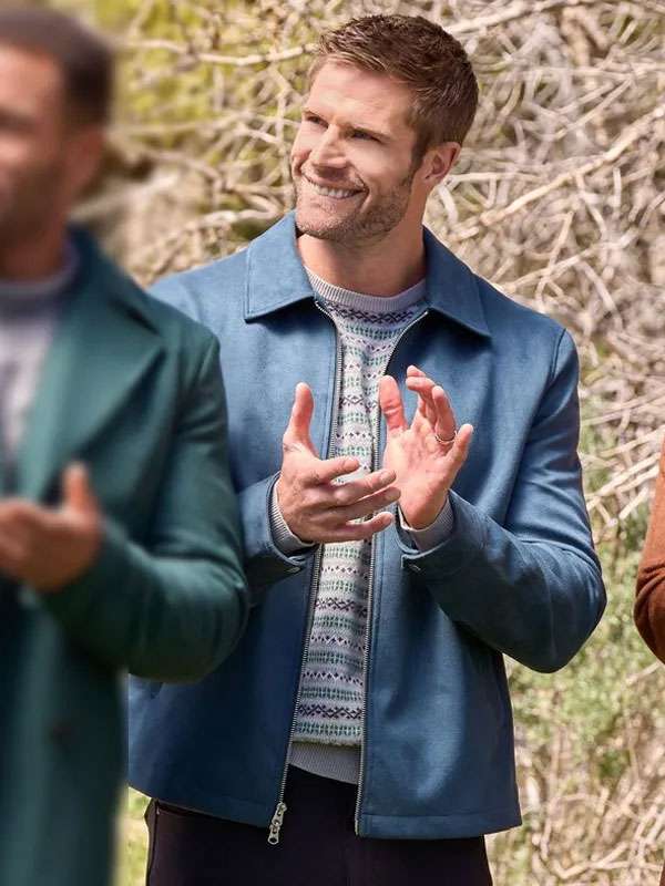 Finding Mr. Christmas Davey Fisher Blue Suede Leather Jacket