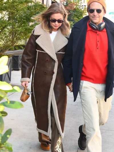 Gigi Hadid NYC 2025 Shearling Leather Coat
