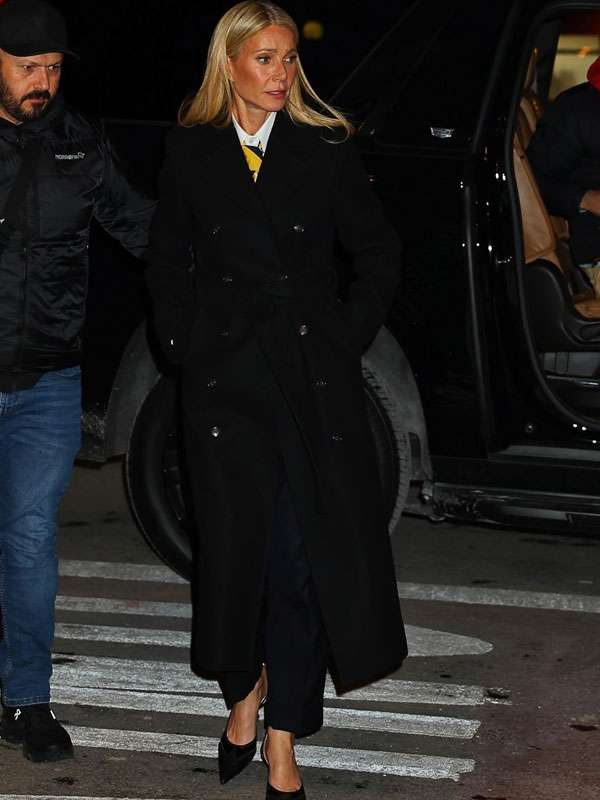 Gwyneth Paltrow Marty Supreme 2025 Black Wool Coat