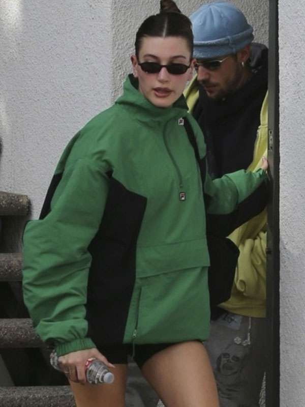 Yoga Class Hailey Bieber Green Anorak Jacket