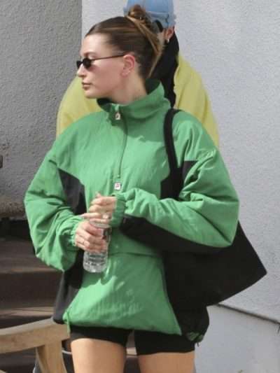 Hailey Bieber Green Anorak Jacket