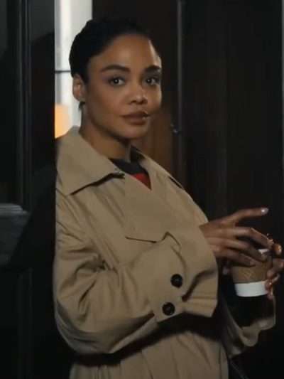 His and Hers Tessa Thompson Beige Coat