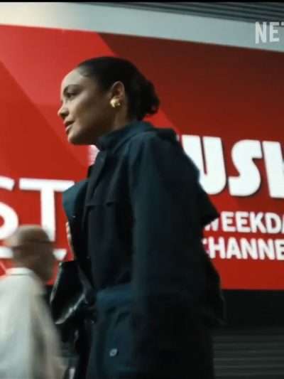 His & Hers 2026 Tessa Thompson Black Cotton Trench Coat
