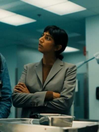 TV Series His and Hers 2026 Sunita Mani Grey Blazer