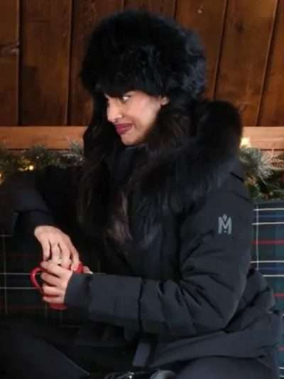 Jameela Jamil A Merry Little Ex Mas 2025 Black Puffer Jacket