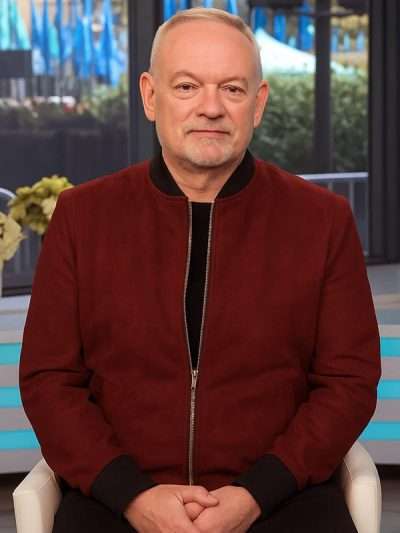 The Today Show Jared Harris Red Suede Bomber Jacket
