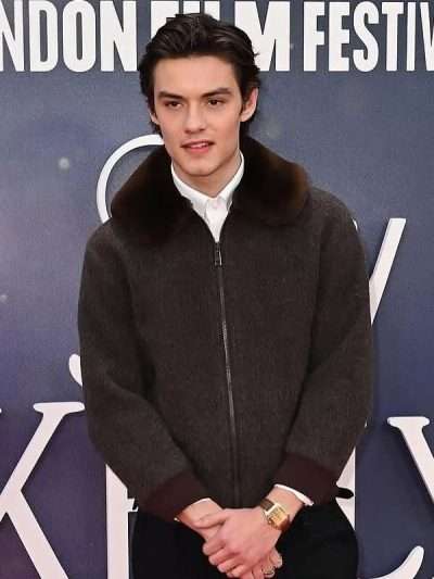 Louis Partridge Jay Kelly Brown Fur Jacket