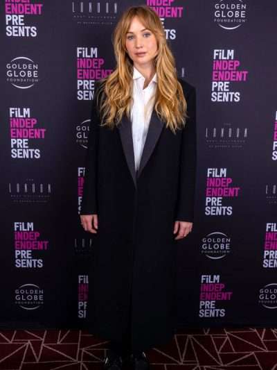 Jennifer Lawrence Die My Love Screening Black Long Coat