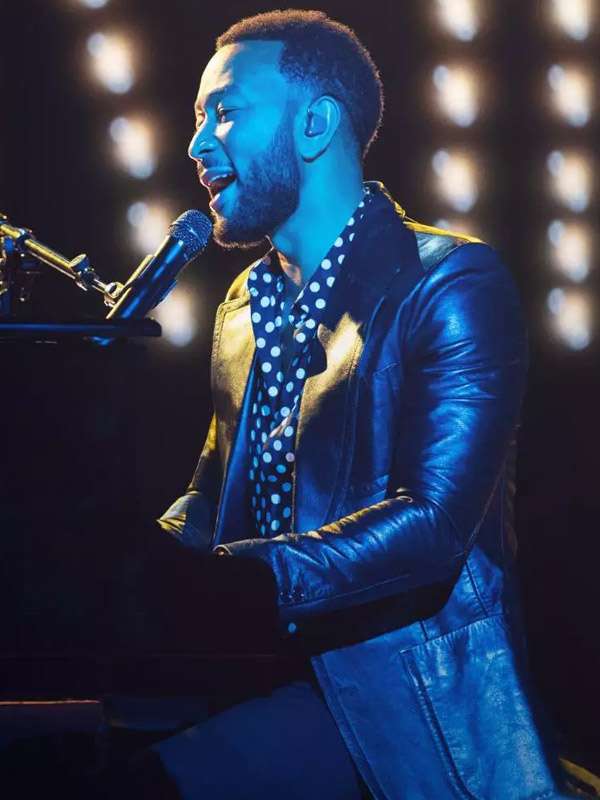 John Legend Word and Music Black Leather Blazer