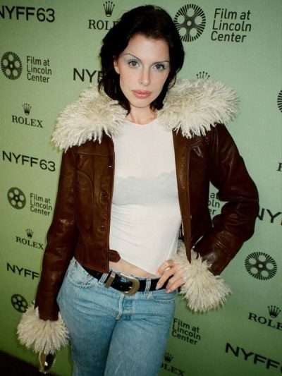 Julia Fox NYFF63 Fur Leather Jacket