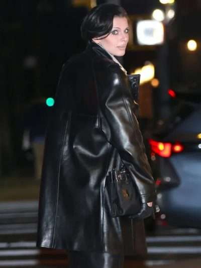 NYC Julia Fox Black Leather Coat