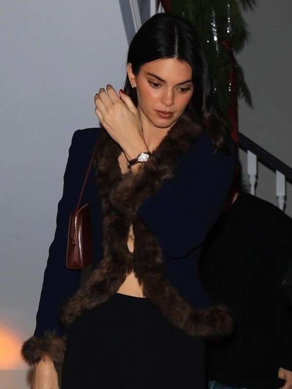 Kendall Jenner Blue Fur Blazer Coat