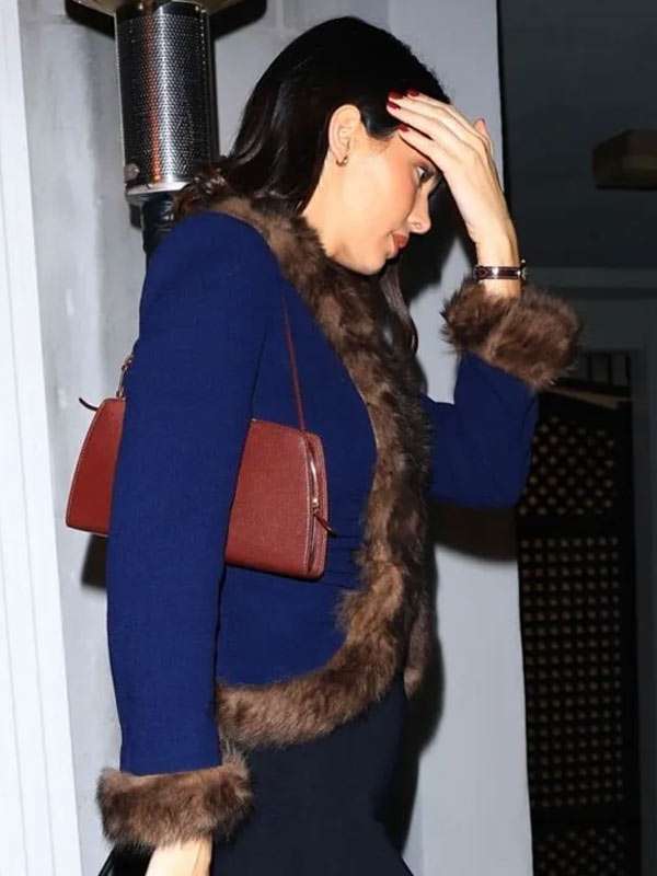 Kendall Jenner Blue Fur Blazer