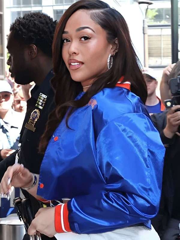 New York Knicks Jordyn Woods Blue Cropped Jacket