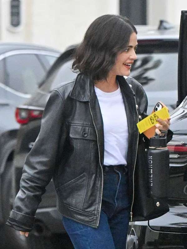Lucy Hale 2025 Black Leather Jacket