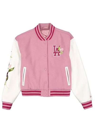 LA Dodgers Floral Pink and White Varsity Jacket